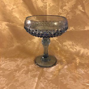 VTG Ice Blue Diamond Point Indiana Glass Pedestal Candy Dish
